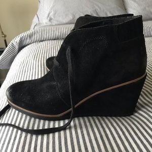 Black wedge booties